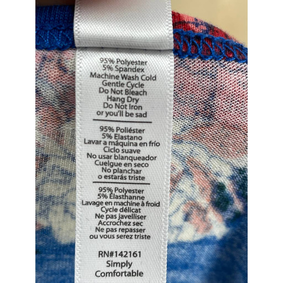 Lularoe Lynnae Blue Floral Scoop Neck Long Sleeve Top Blouse Small - Picture 8 of 8